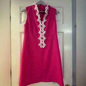 Vince Camuto Elegant Pink Sleeveless Dress with White Detailing
